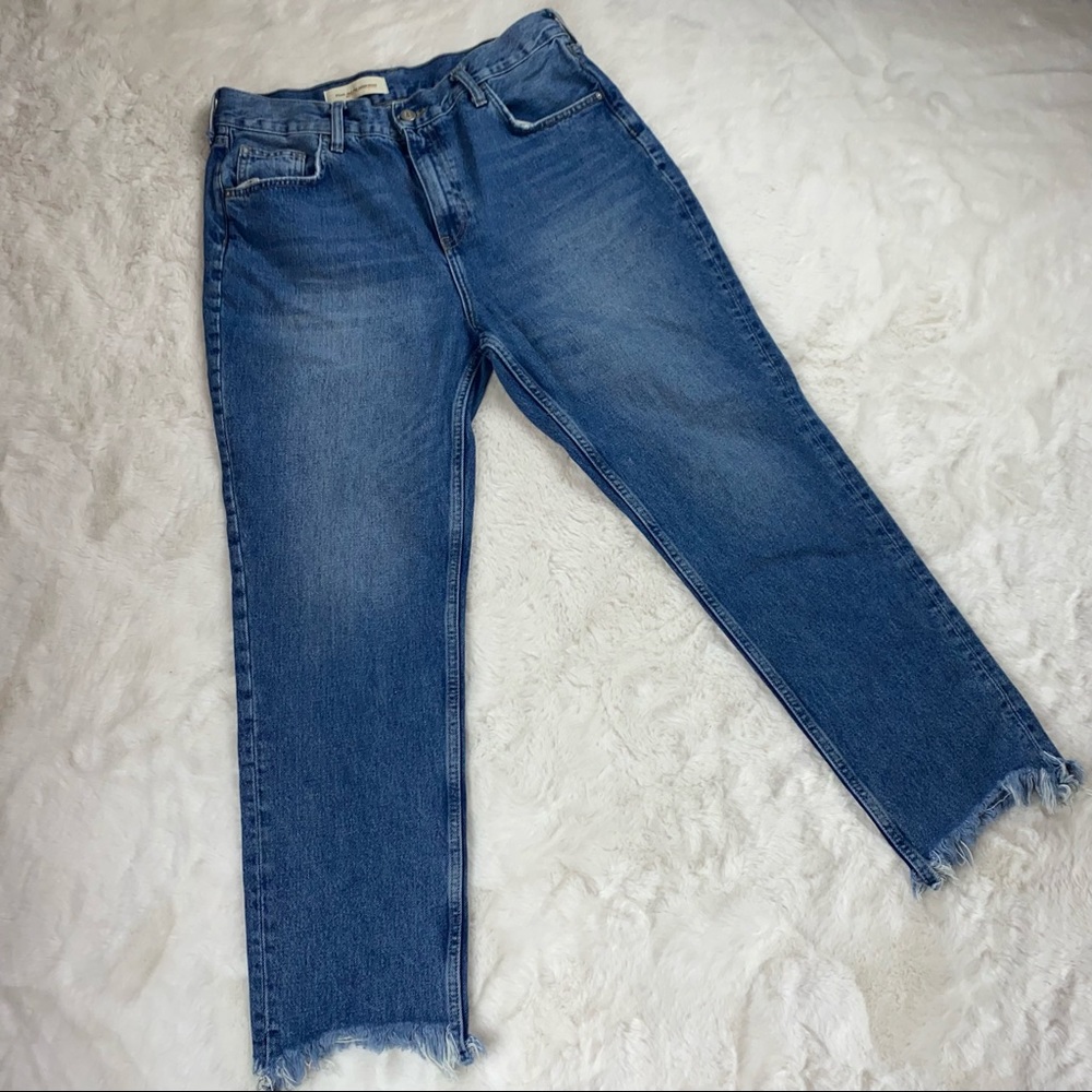 Pilcro and the Letterpress 32x27 Raw Frayed Hem Mom Jeans